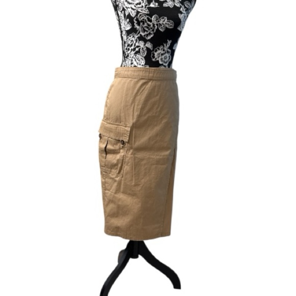 Sanctuary Vintage Cargo Asymmetrical Wrap Khaki Midi Skirt L